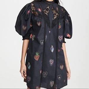 Farm Rio Dark Hearts Mini Dress Size Small